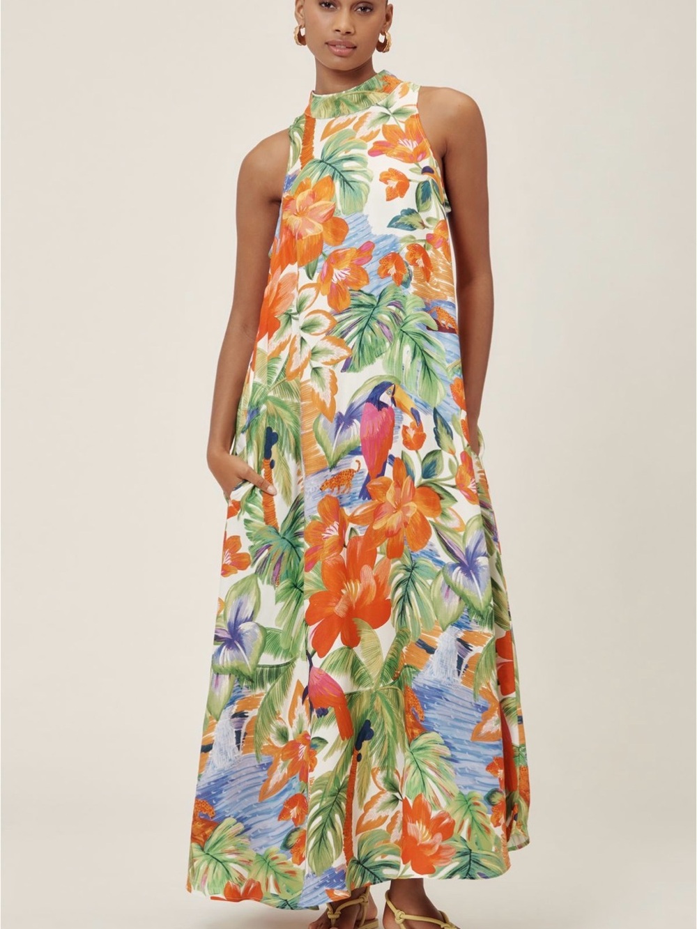 Farm Rio Tropical Maxi Halter Dress